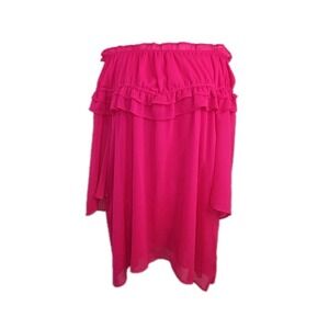 Women's Cato Highlighter Pink Off The Shoulder Ruffle Flowy‎ Top Size Large Y2k